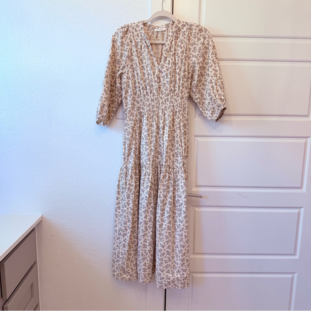 Neuflora Floral Cream Midi Dress